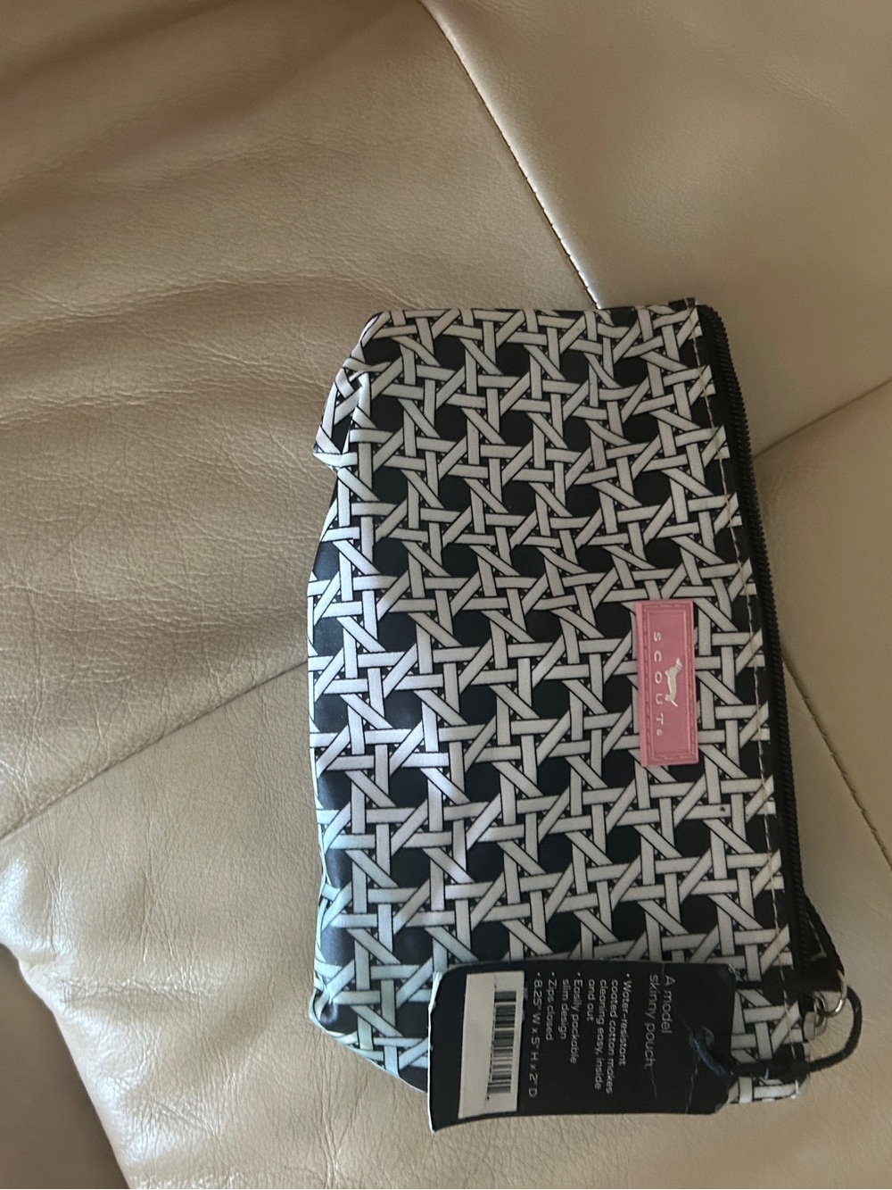 Black & White Patterned Women's Zip Pouch - Pink Accent Scout